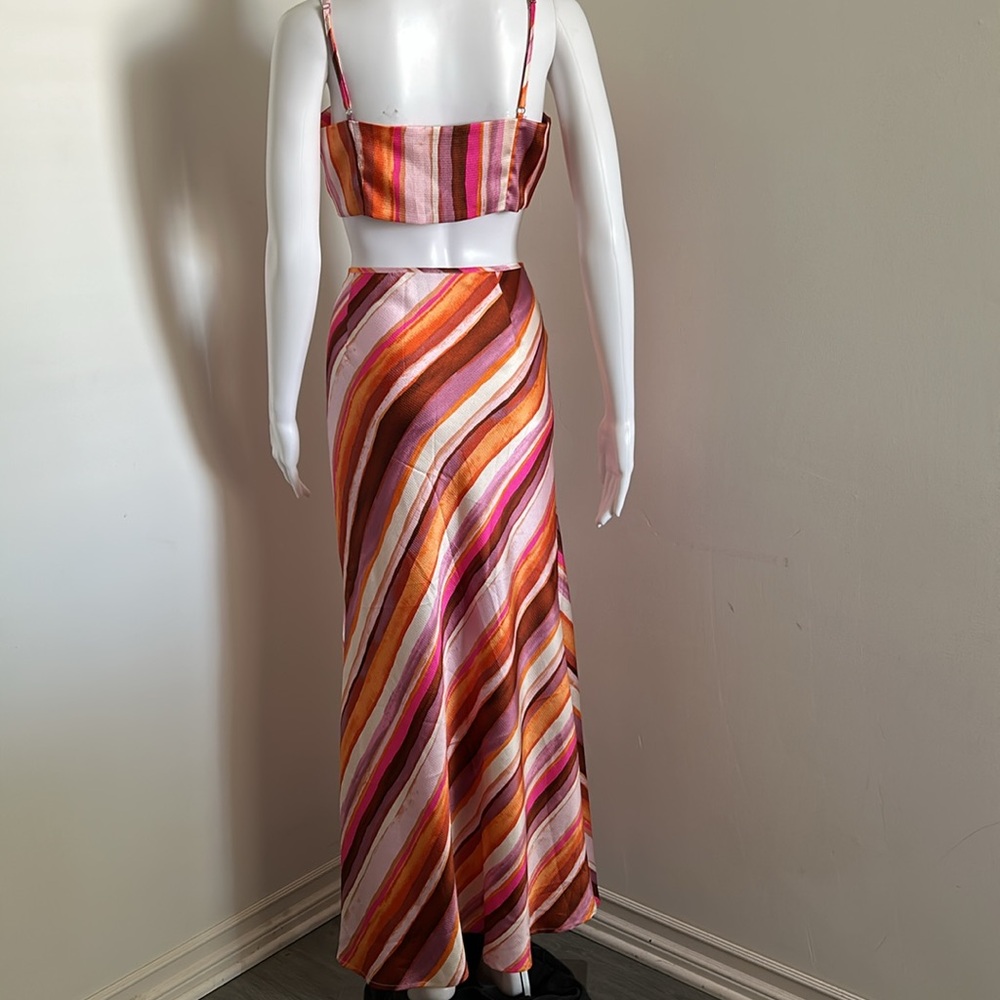 Forever21, Women’s Size L Striped Multicolor Maxi Top and Skirt Set - Picture 13 of 14